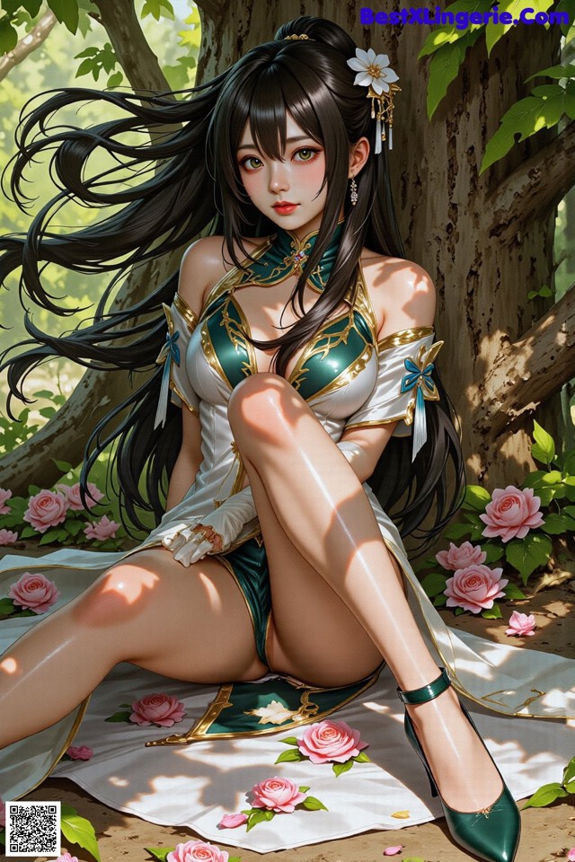 Hentai - The Frozen Elegance That Melts Starlight Set.1 20250104 Part 6 No.534dc6 A woman sitting on a blanket in front of a tree.