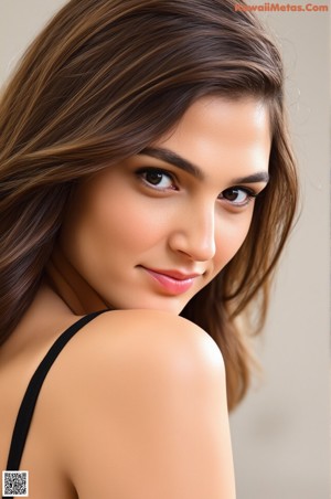 A woman in a purple thong standing in front of a desk.