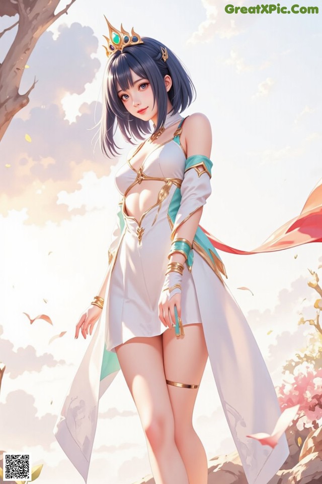 Hentai - Under the Radiance of Celestial Grace Set.1 20250106 Part 16 No.8bdd87 A woman in a white dress with a crown on her head.