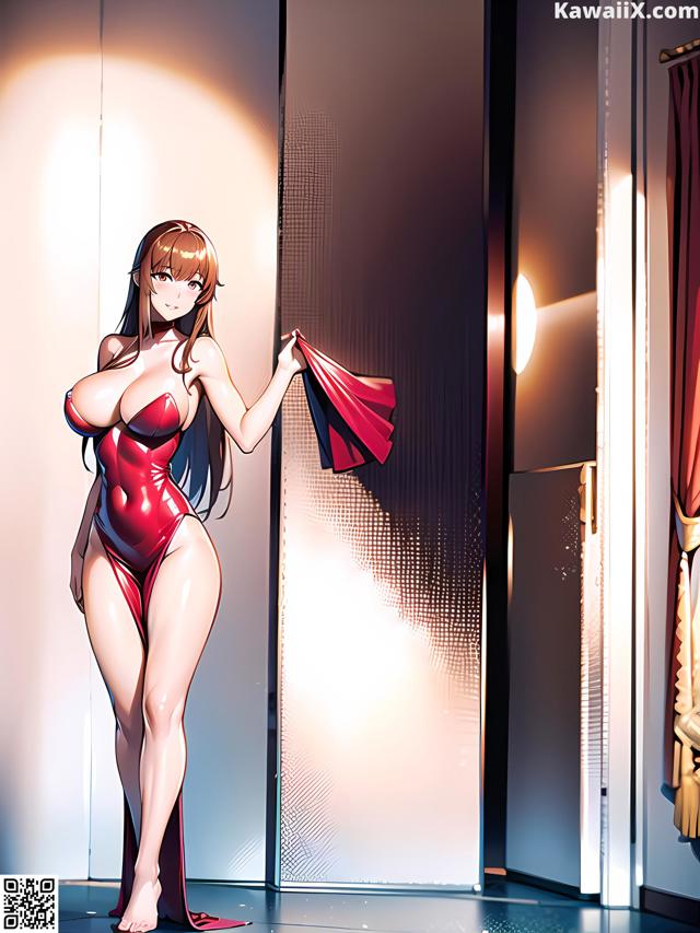 Hentai - 华彩繁花 Set 1 20230602 Part 33 No.20c712 A woman in a red bathing suit standing in front of a door.