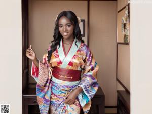 A woman in a kimono posing for a picture.