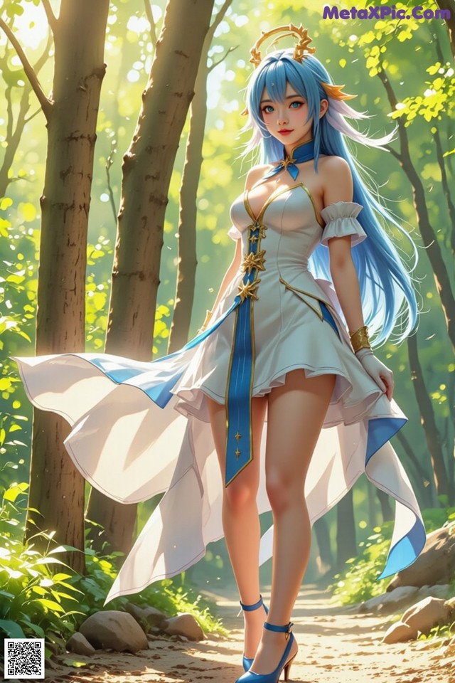 Hentai - Captivating Grace of the Cosmic Maiden Set.2 20250125 Part 11 No.40c66f A woman in a white dress standing in the woods.